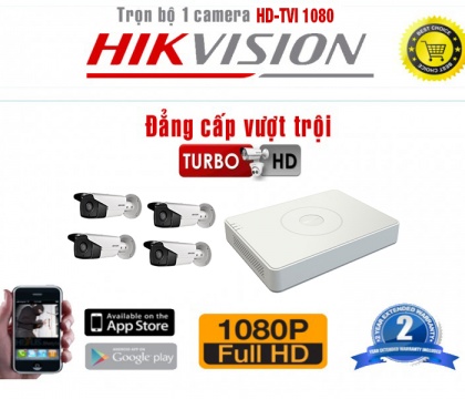 Bộ camera 4 con kho xưởng HD -TVI 1080 (Led siêu sáng)